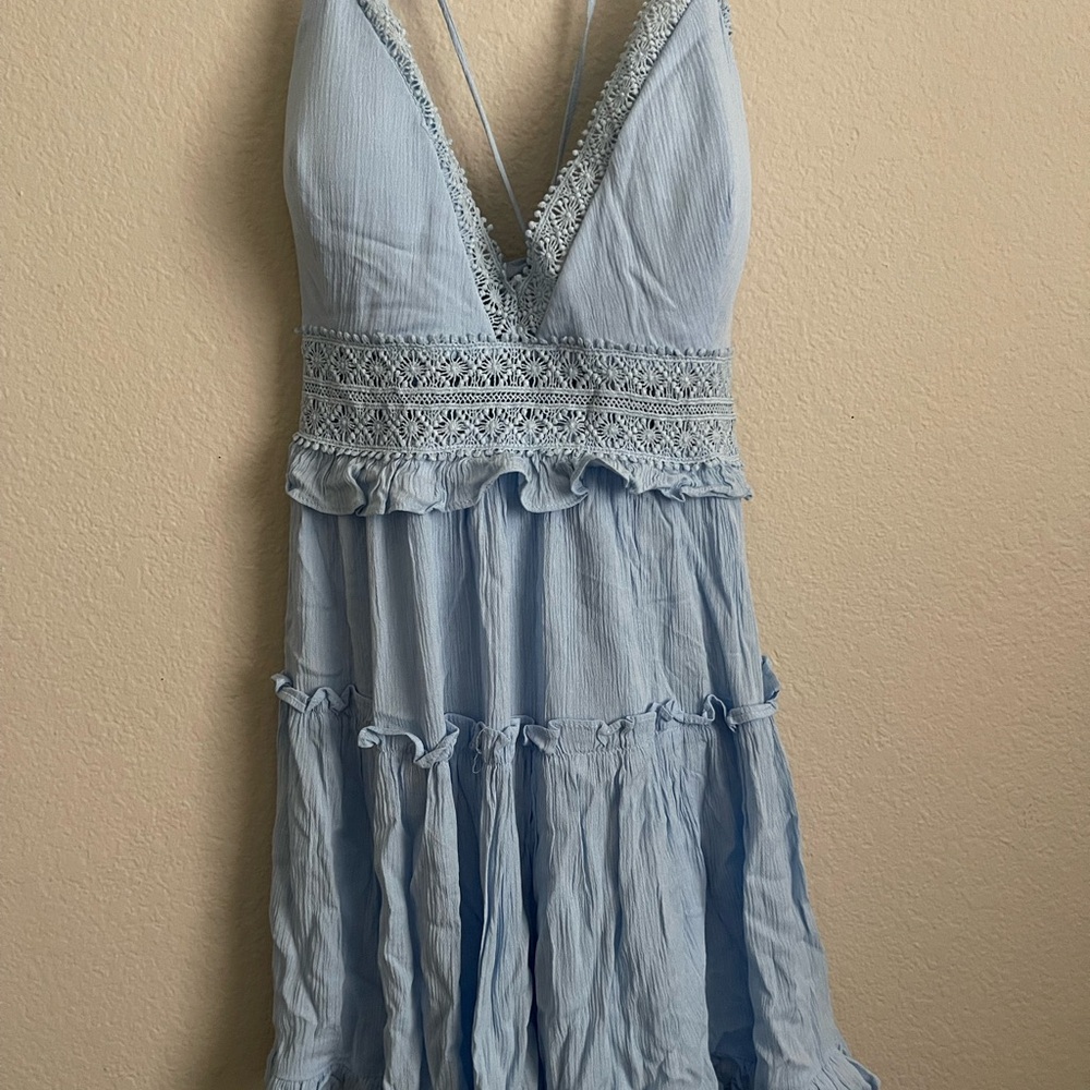 Forever 21 Sky Blue Lace Trim Dress